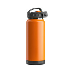 Vibrant Orange Insulated Water Bottle with Transparent Background