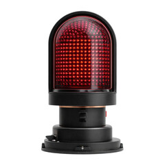 Vibrant Red LED Warning Light Isolated on Transparent Background