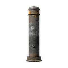 Weathered Metallic Pipe on Black Background on white background