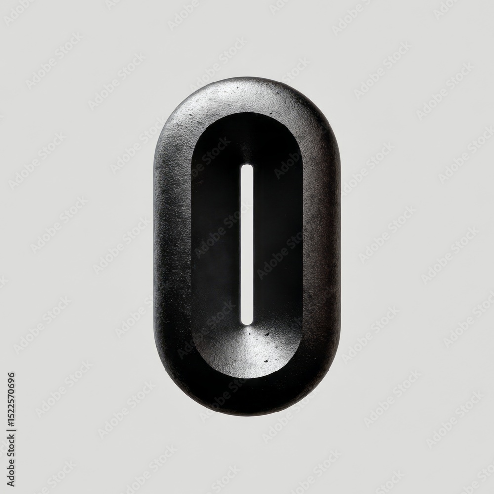 Fototapete modern black number zero 3d render abstract design element minimalist geometric shape oval form digi