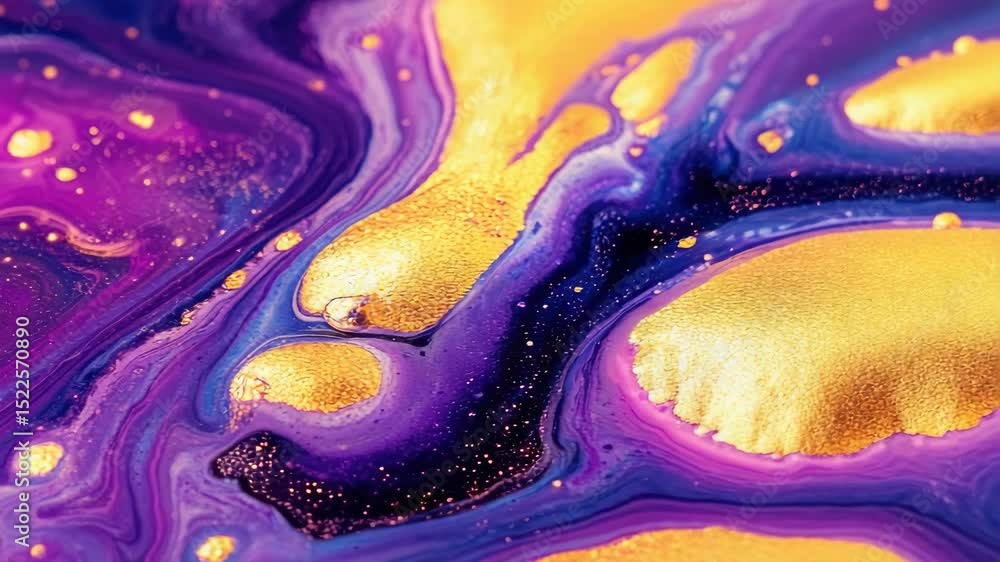 Poster vibrant abstract design with swirling patterns in purple and gold, creating a mesmerizing piece of a