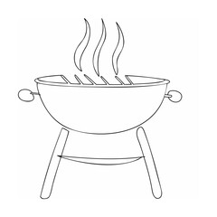 Outline illustration of a barbecue grill with stylized smoke rising from the cooking grate