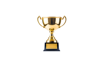 A gleaming gold trophy with a black base stands proudly, signifying achievement and victory. background removed