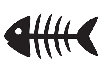 fish bone logo silhouette vector illustration, fish skeleton logo icon silhouette, fishbone silhouette swimming vector illustration, skeleton of fish vector silhouette logo design on white background