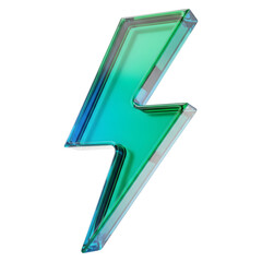 Glass Lightning Bolt Icon Teal Green Energy Power Symbol