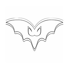 Simple outline illustration of a bat silhouette perfect for halloween decorations or graphic design.