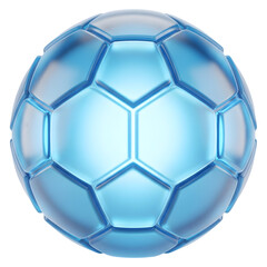 Blue Glass Soccer Ball 3D Render Sports Graphic Design Element