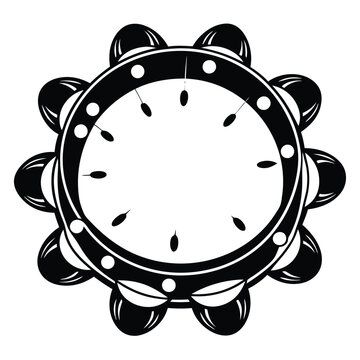 recommend clip art: Tambourine music instrument percussion vector black and white silhouette