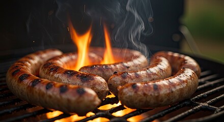 Grilled Sausages on a Barbecue Grill