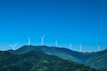 wind turbines in the mountains