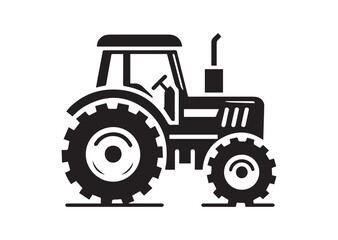 Obraz premium Tractor Icon, Tractor Silhouette Black vector white background