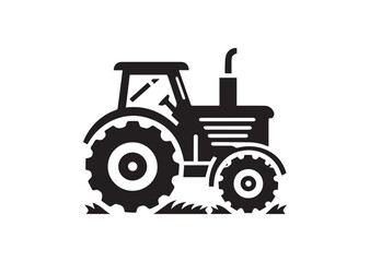 Tractor Icon, Tractor Silhouette Black vector white background
