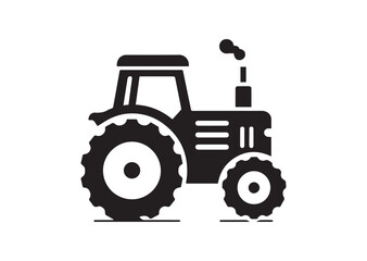 Obraz premium Tractor Icon, Tractor Silhouette Black vector white background