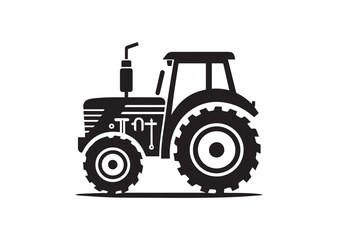 Obraz premium Tractor Icon, Tractor Silhouette Black vector white background