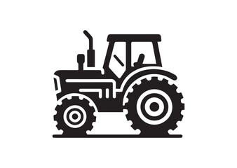 Tractor Icon, Tractor Silhouette Black vector white background