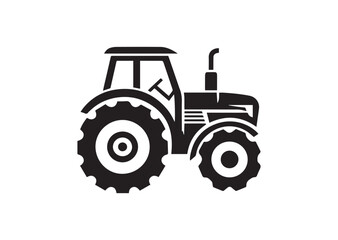 Obraz premium Tractor Icon, Tractor Silhouette Black vector white background