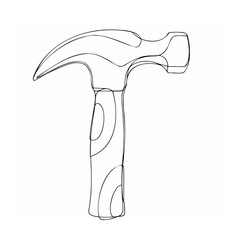 Minimalist hammer outline illustration on white background perfect for construction and diy projects