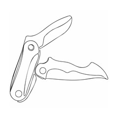 Detailed outline illustration of a garden pruning shears tool for gardening or landscaping projects