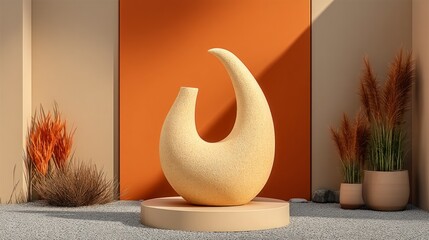 Abstract Beige Sculpture  Modern Home Decor  Minimalist Art  Interior Design