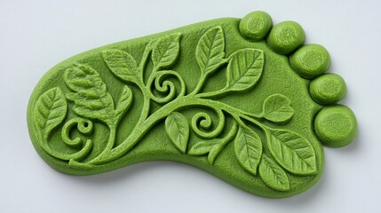 Eco Footprint  3D Rendered Green Leaf Design