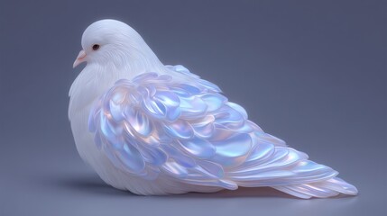 Serene Dove   Iridescent Feathers  Peace Symbol  Studio Shot  White Background  Cinematic