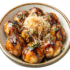 Authentic Street Food: Takoyaki Garnished with Seaweed and Crispy Onions