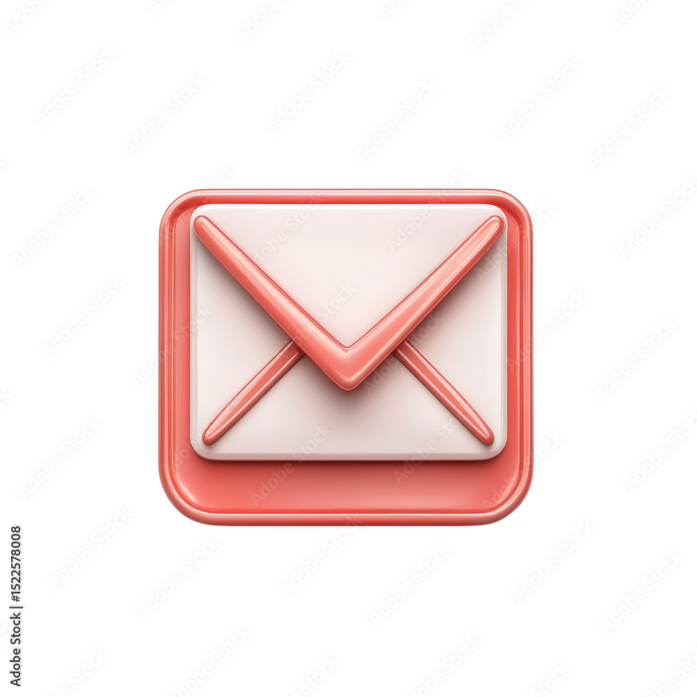 Poster 3d pink email icon on black message notification communication inbox on transparent background