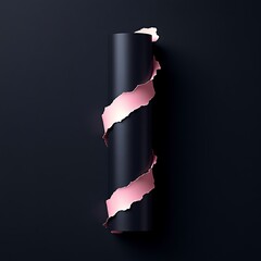 A cylindrical object with ripped pink material wrapped around it