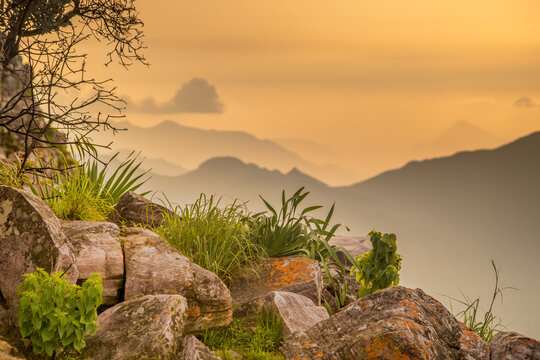 Golden Light Over Rocky Mountain Landscape in Angola