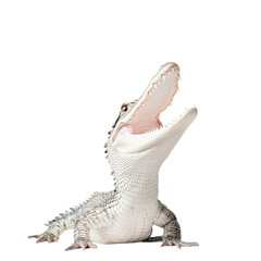 Juvenile Alligator with Open Mouth Against transparent background Wildlife Photography Reptile Portrait Showing Detailed Scales and Teeth Perfect for Nature Documentaries or Educational Materials