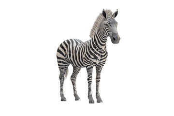 A majestic zebra stands elegantly against transparent background showcasing its distinctive black and white stripes ideal for wildlife documentaries nature publications or animal themed designs.