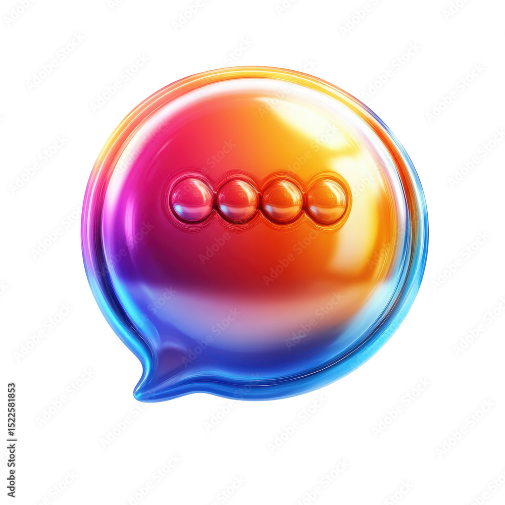 Poster glossy message bubble colorful communication glowing chat online on transparent background