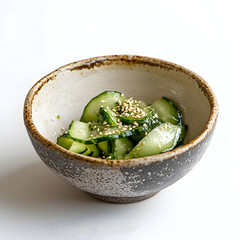 Refreshing Cucumber Salad in Vinegar Dressing Served in Ceramic Bowl