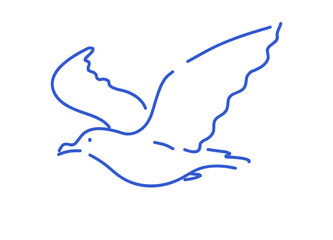 Flying seagull hand drawn illustration. Hand-drawn sketch style bird silhouette.