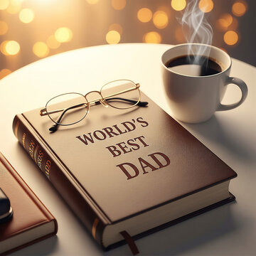 Thoughtful Gift for Dad: "World's Best Dad" Book with Coffee & Glasses