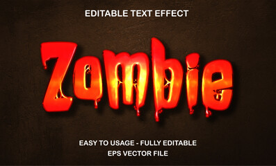 Zombie Text, Editable Text Effect glossy red typeface, movie text style
