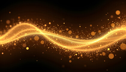 Obraz premium Golden Glittering Streaks and Sparkling Bokeh Lights