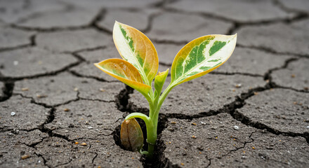 Young plant sprouting through cracked soil - symbolizing resilience and growth