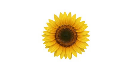 Obraz premium Isolated Sunflower Close-Up Summer Bloom Isolated on White Background Represents Freshness and Optimism
