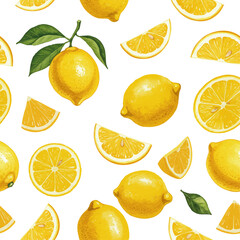 Vector watercolor lemon /水彩テイストのレモンパターン