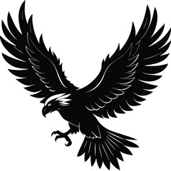 Fototapeta premium Black eagle vector illustration flying bird silhouette art
