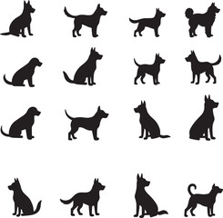 Fototapeta premium set of dogs silhouettes 100% fully editable vector file