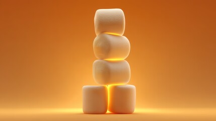 realistic marshmallow stack with toasted edges, soft glow and background depth