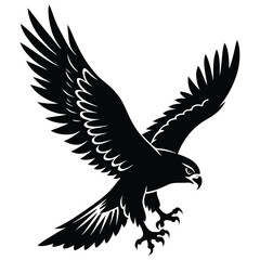 Obraz premium Vector graphic of a soaring eagle design in black and white silhouette