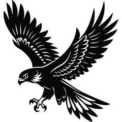 Fototapeta premium Black eagle silhouette vector illustration flying design