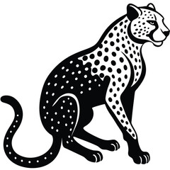 Fototapeta premium Cheetah black and white vector illustration clip art art silhouette