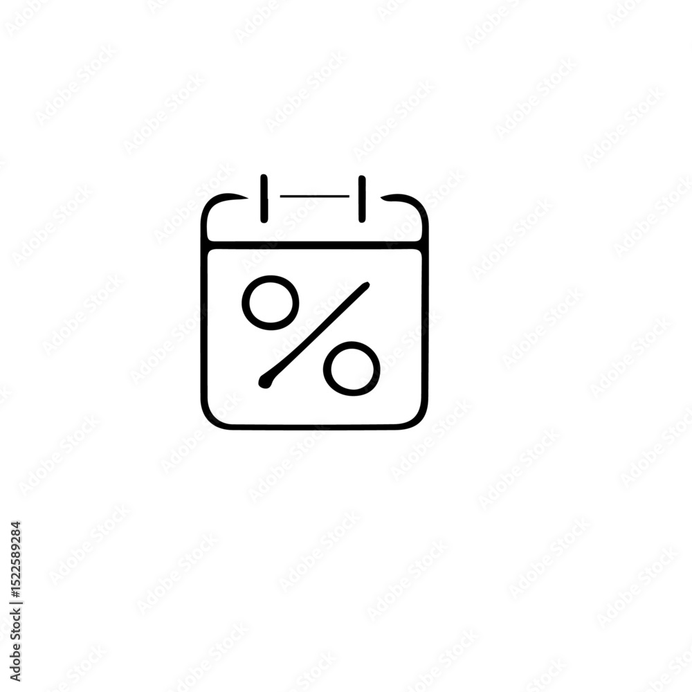 Poster a simple calendar icon with a percentage symbol on it