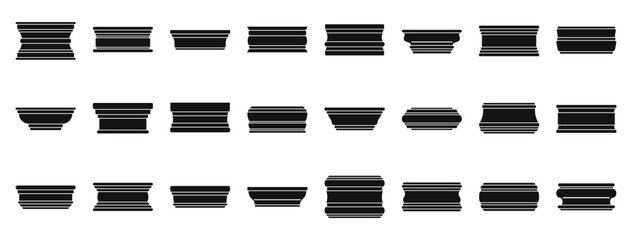 Baseboard molding icons set. Architectural column bases in different styles and shapes, providing options for diverse construction and design needs © anatolir