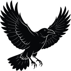 Obraz premium Flying crow vector illustration black bird graphic design silhouette