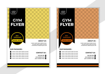 Bodybuilding fitness gym flyer poster design template. Gym/ fitness flyer template, social media post, web banner with clean and modern layout.Gym flyer design template. Flyer, social media post .